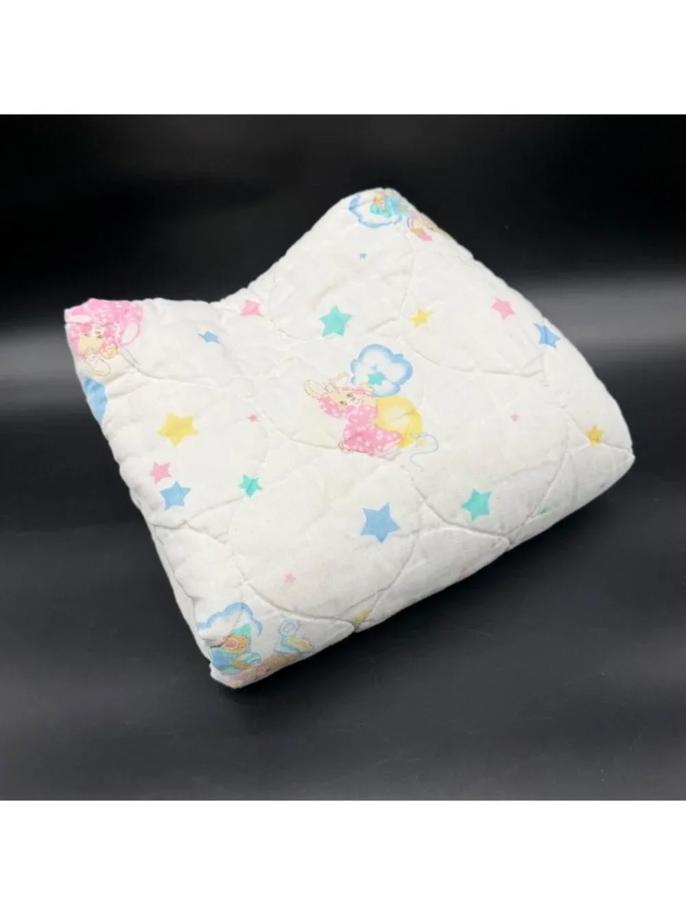 Vintage Baby Blanket Sleepy Teddy Bear 90s Quilted Pastel Bedding Brushcreek USA